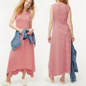 J. Crew NWT Size Small Orange/Pink-Coral White Striped Sleeveless Maxi Dress